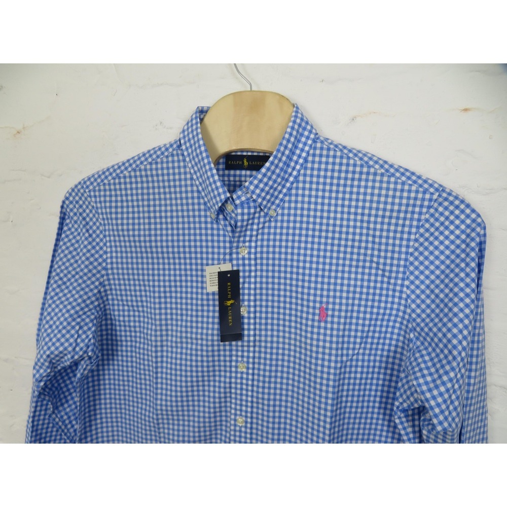Polo Ralph Lauren Shirt Mens XL Blue Gingham Check Long Sleeve Button Down
